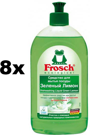 Акция на Упаковка очищающего бальзама для посуды Frosch Зеленый лимон 500 мл х 8 шт (4009175061836) от Rozetka UA