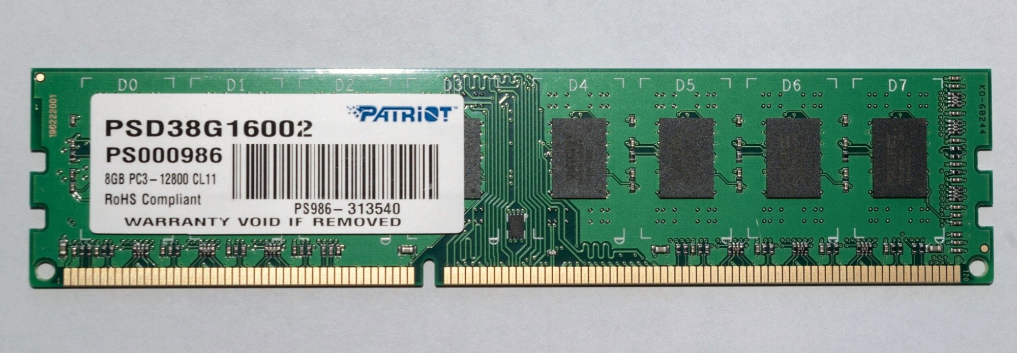 

Оперативная память DDR3 8GB/1600 Patriot Signature Line (PSD38G16002)