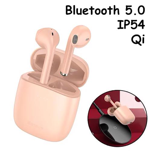 

Наушники беспроводные, гарнитура с кейсом Baseus Encok W04 Pro Bluetooth Розовые