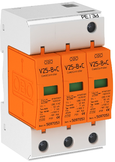 

ПЗІП OBO 1+2 V25-B+C 3-280 50 кА 7 кА 0.9 кВ
