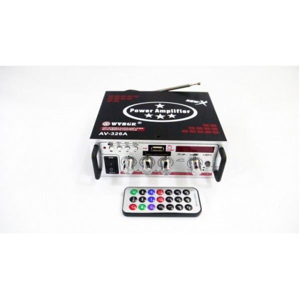 

Усилитель звука с пультом черный WVNGR AV-326A FM USB