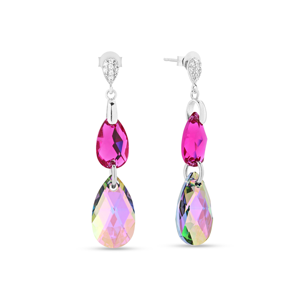 

Серебряные серьги SPARK Double Drop со Swarovski модели KC323061061FPS
