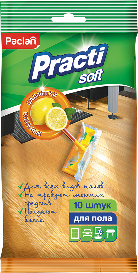 

Влажные салфетки Paclan для пола 10 шт