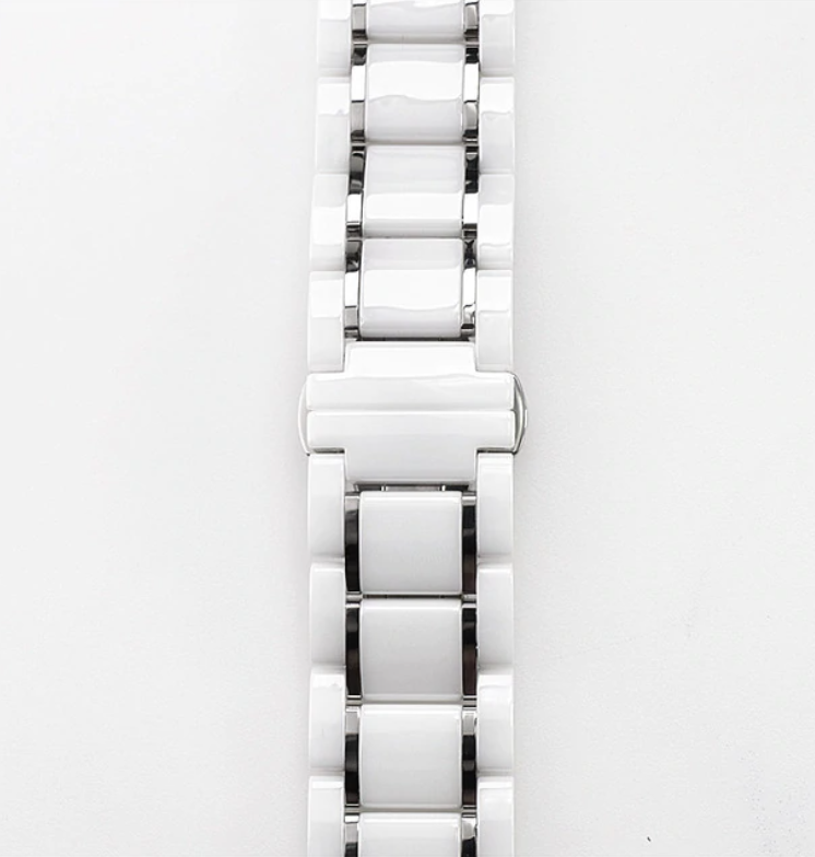 

Браслет для часов Watch Band керамический 22 мм Белый с серебристыми вставками