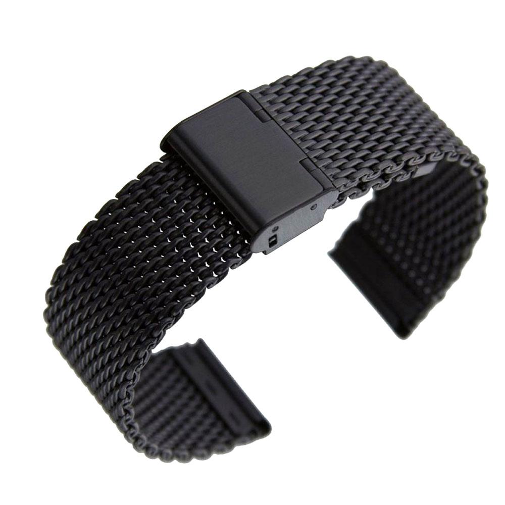 

Браслет для часов Watch Band из нержавеющей стали, миланский стиль, глянец 20 мм Черный