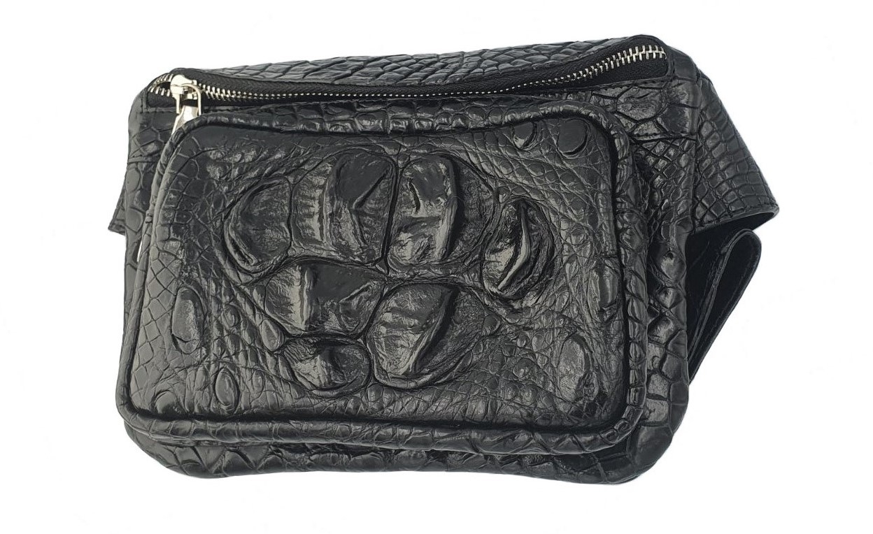 

Сумка Croco Leather из кожи крокодила комбинированная черная