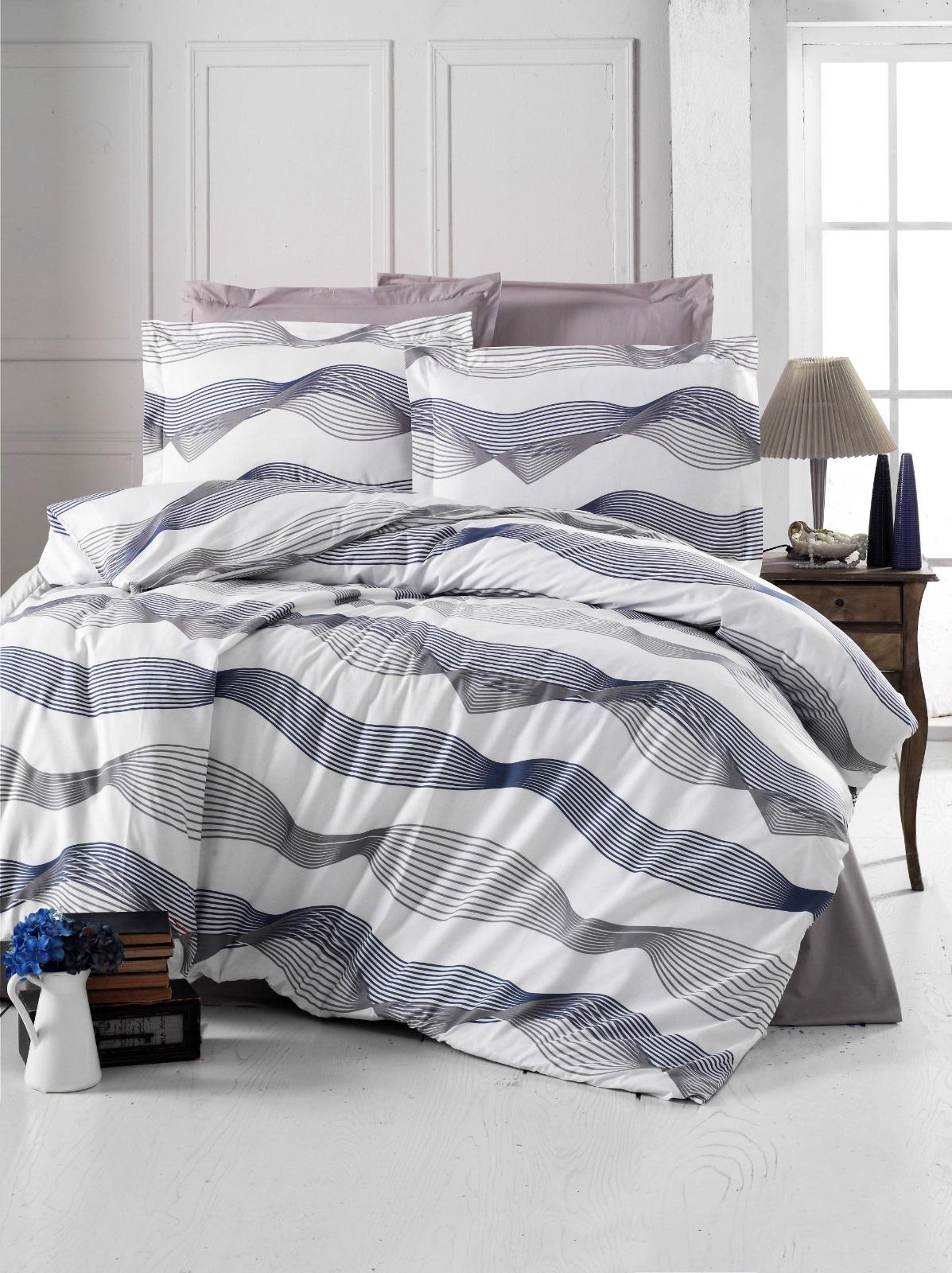 

Постельное белье CottonTwill турецкое Дидим, серые волны Семейный комплект
