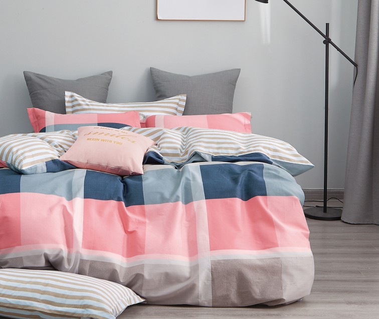 

Постельное белье CottonTwill Мерси, коралловые полосы Полуторный комплект