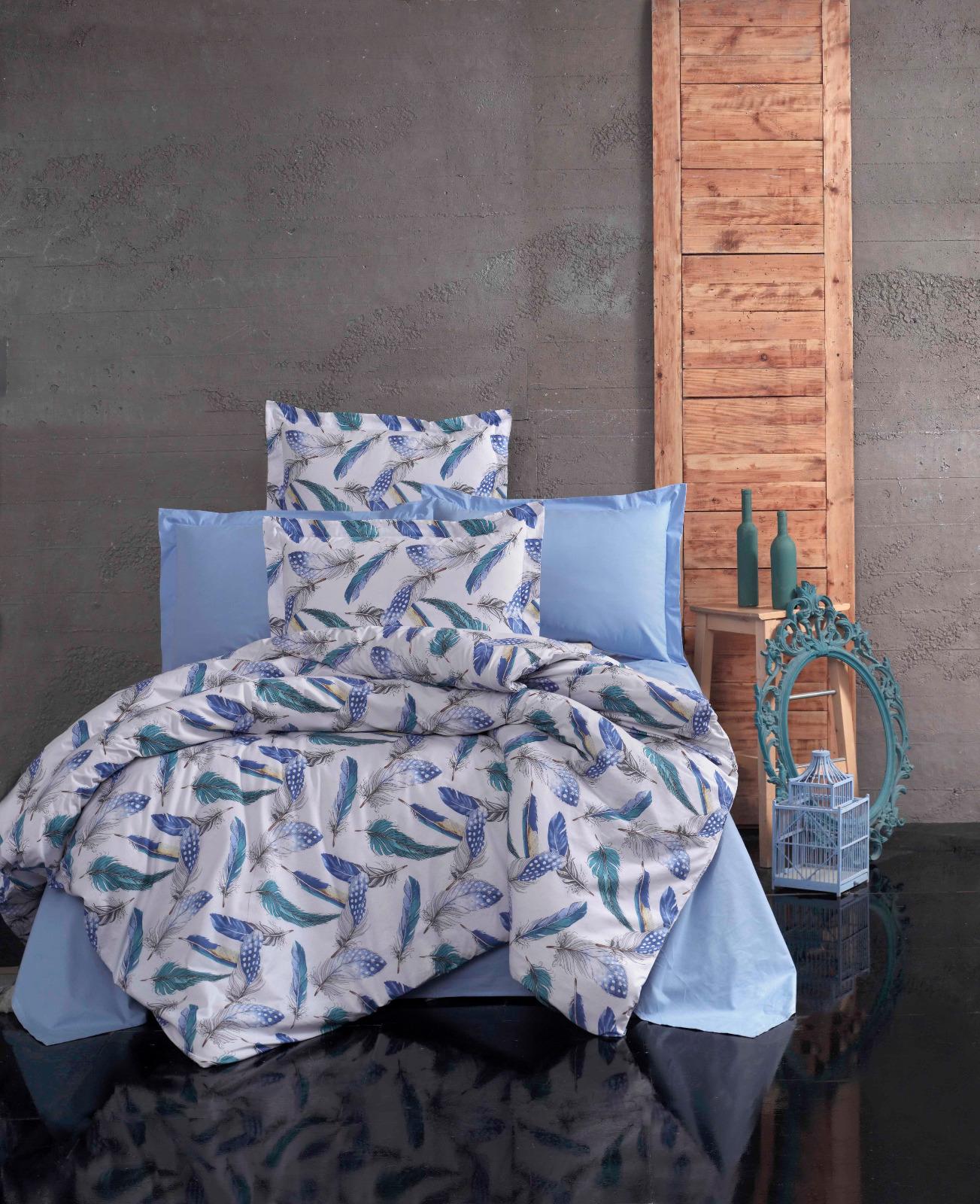 

Постельное белье CottonTwill турецкое Бодрум, голубые перья Детский комплект