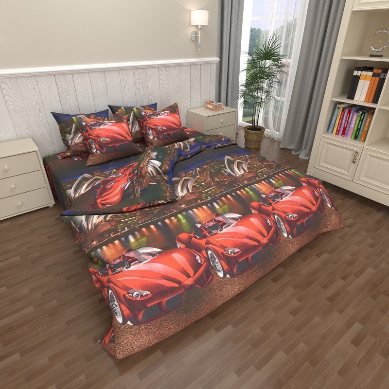 

Постельное белье CottonTwill Феррари, красный супер кар Полуторный комплект