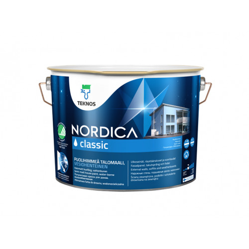 

Краска для домов на водной основе Teknos Nordica Classic полуматовая База 3