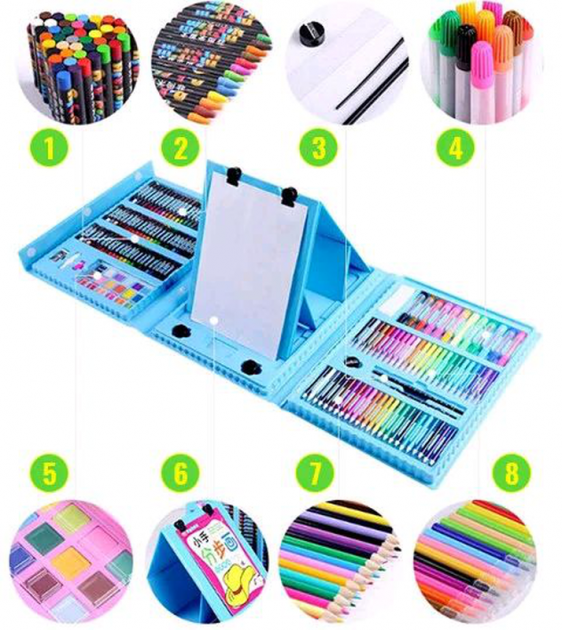 

Набор для детского творчества и рисования Lesko Super Mega Art Set 208 предметов Голубой