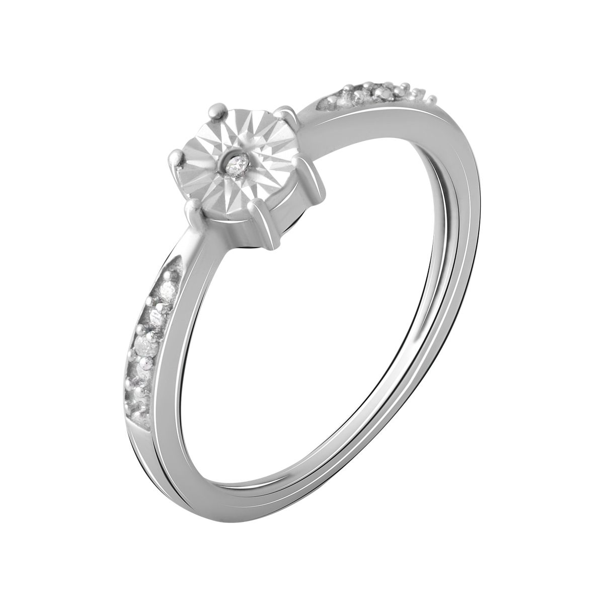 

Серебряное кольцо LAMIA с натуральными бриллиантом 0.027ct 16.5 размер