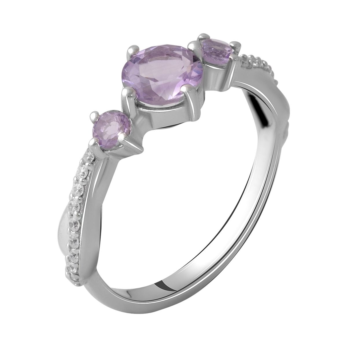 

Серебряное кольцо LAMIA с натуральным аметистом 1.22ct 17 размер