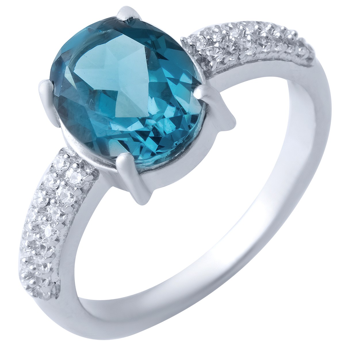 

Серебряное кольцо LAMIA с натуральным топазом Лондон Блю 2.462ct 17.5 размер