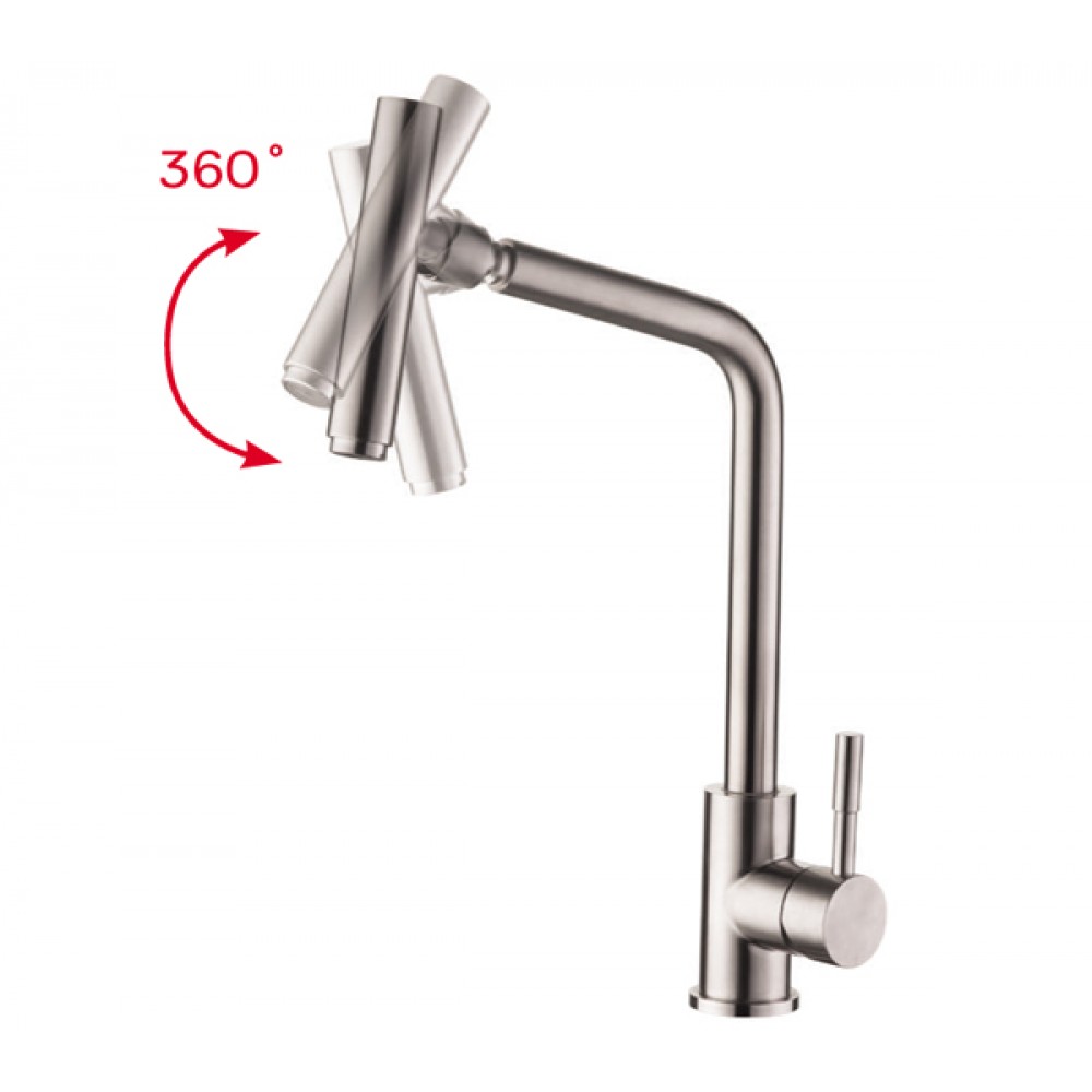 

Смеситель ZERIX LR4998-5 смеситель для кухни из нерж. cтали SUS304 (33602)