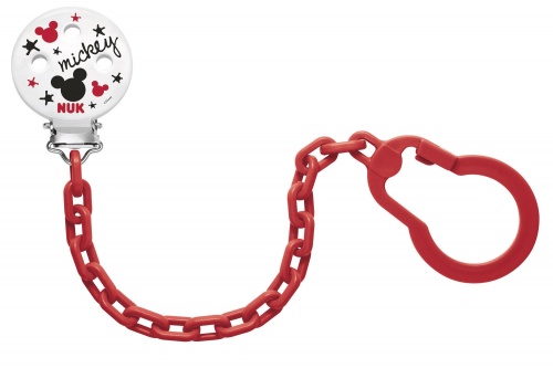 

Клипса с цепочкой для пустышек Disney Mickey (красная), NUK (12-62550)