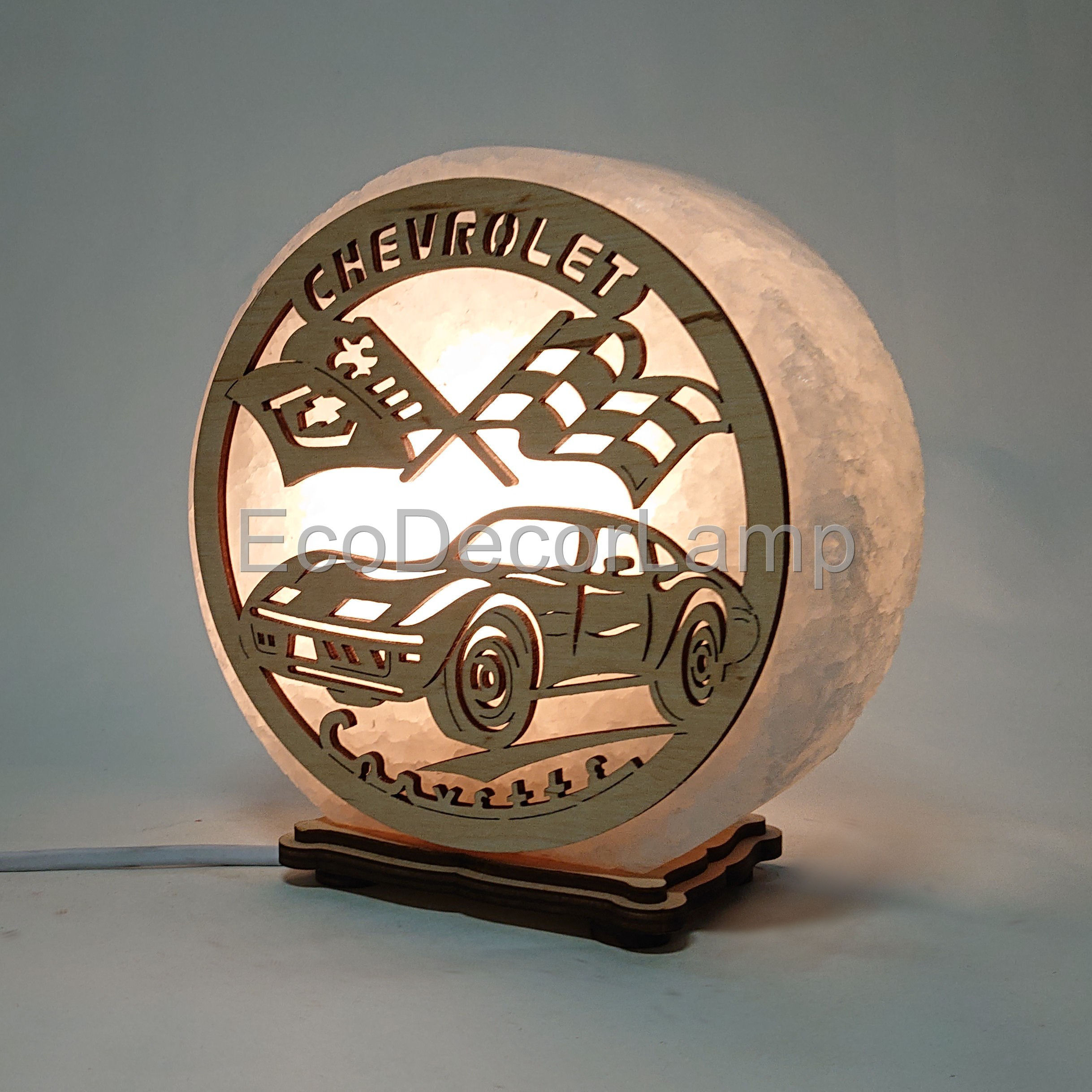 

Соляная лампа EcoDecorLamp круглый Chevrolet жёлтый