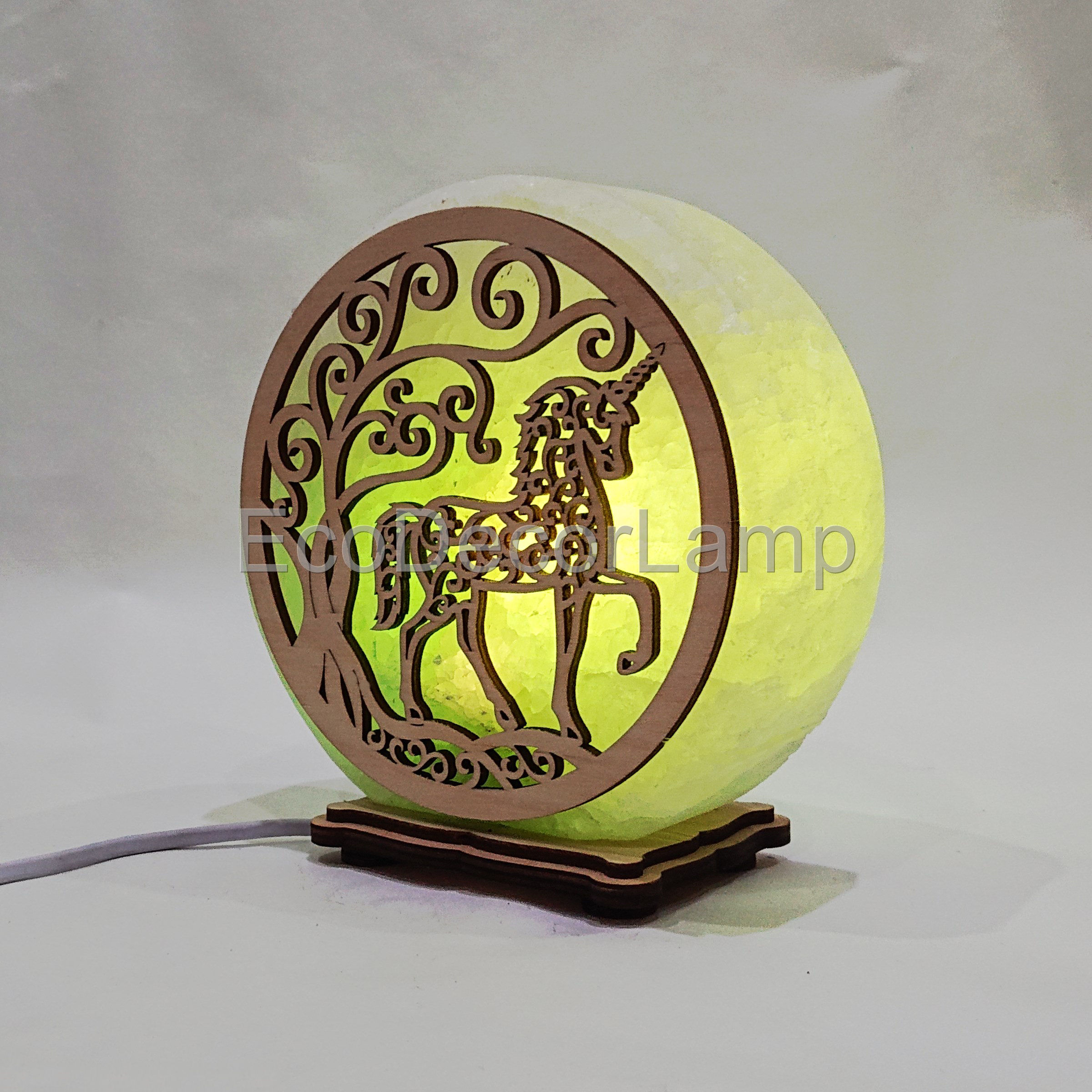 

Соляная лампа EcoDecorLamp круглый Единорог зелёный