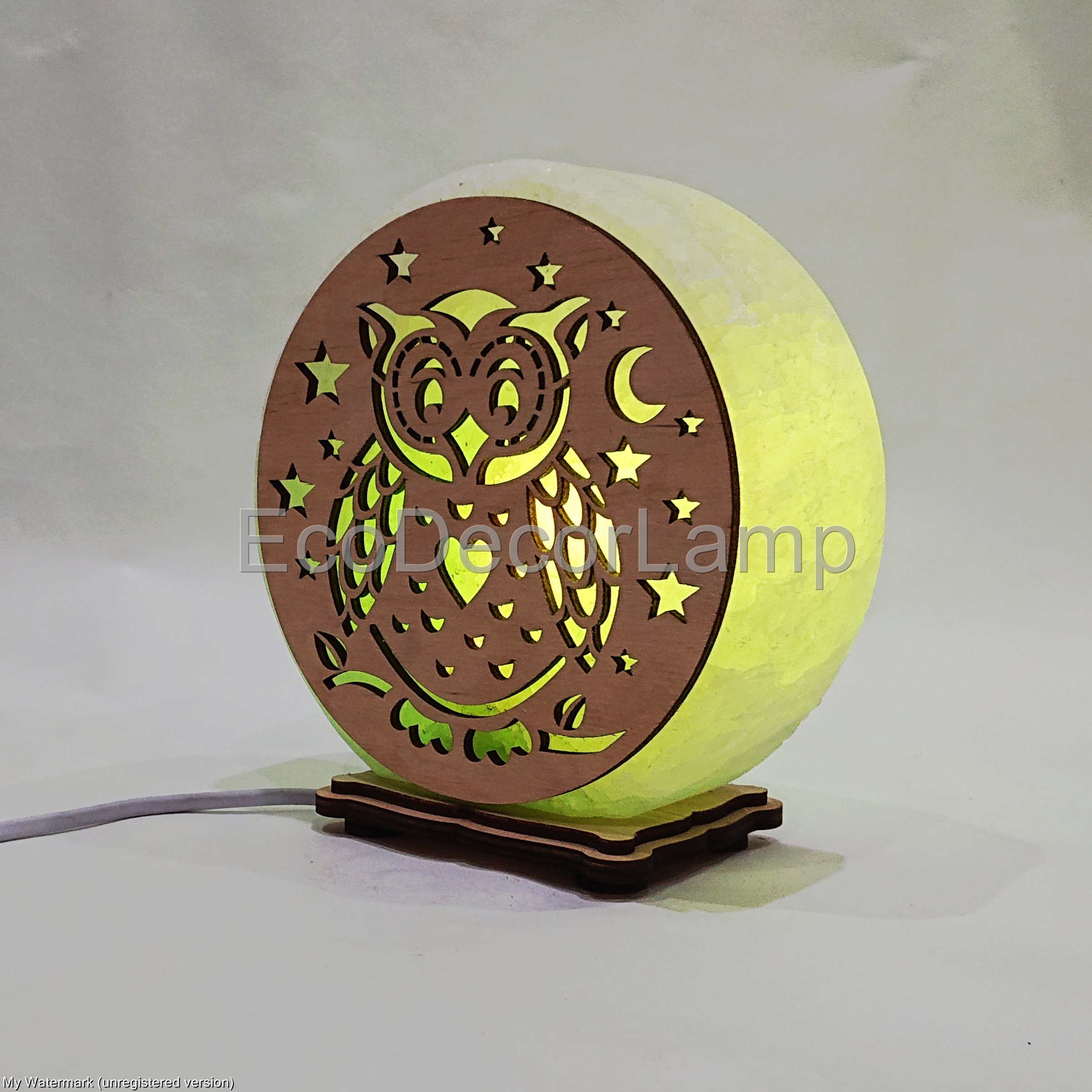 

Соляная лампа EcoDecorLamp круглый Сова зелёный