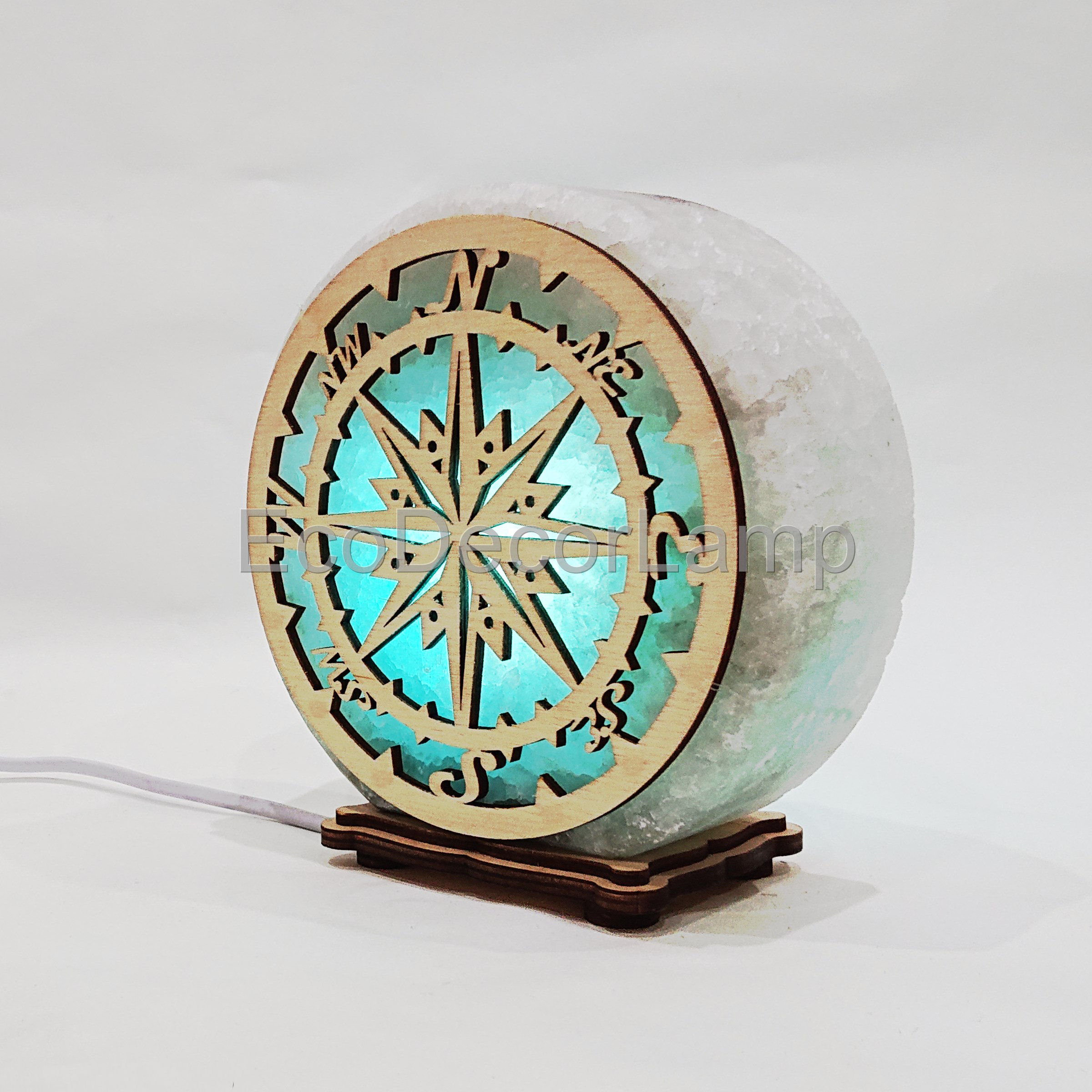 Соляной светильник EcoDecorLamp круглый Компас синий – низкие цены ...