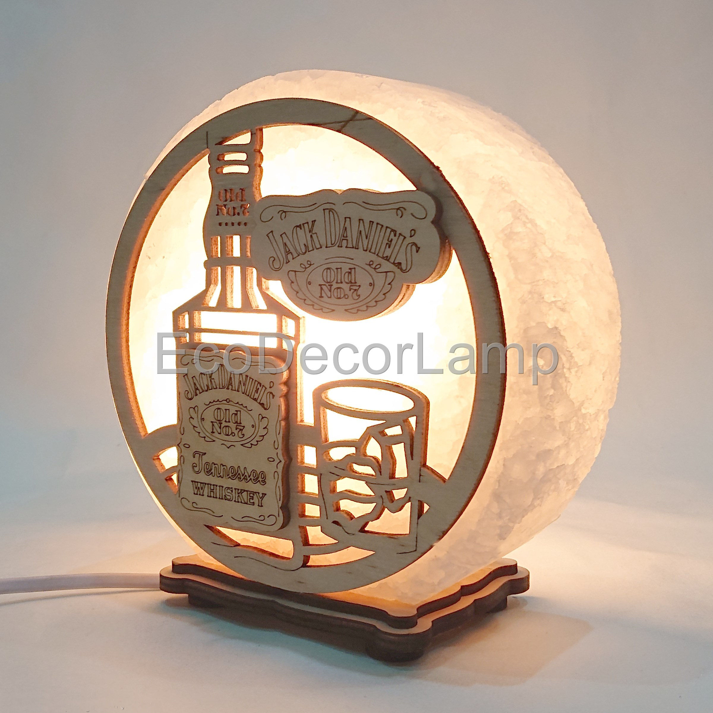 

Соляной светильник EcoDecorLamp круглый Jack Daniels жёлтый