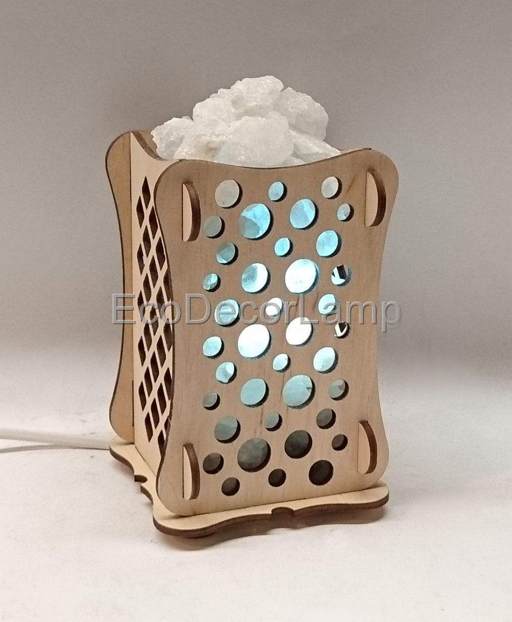 

Соляная лампа EcoDecorLamp Деревянный камин Шарики синий