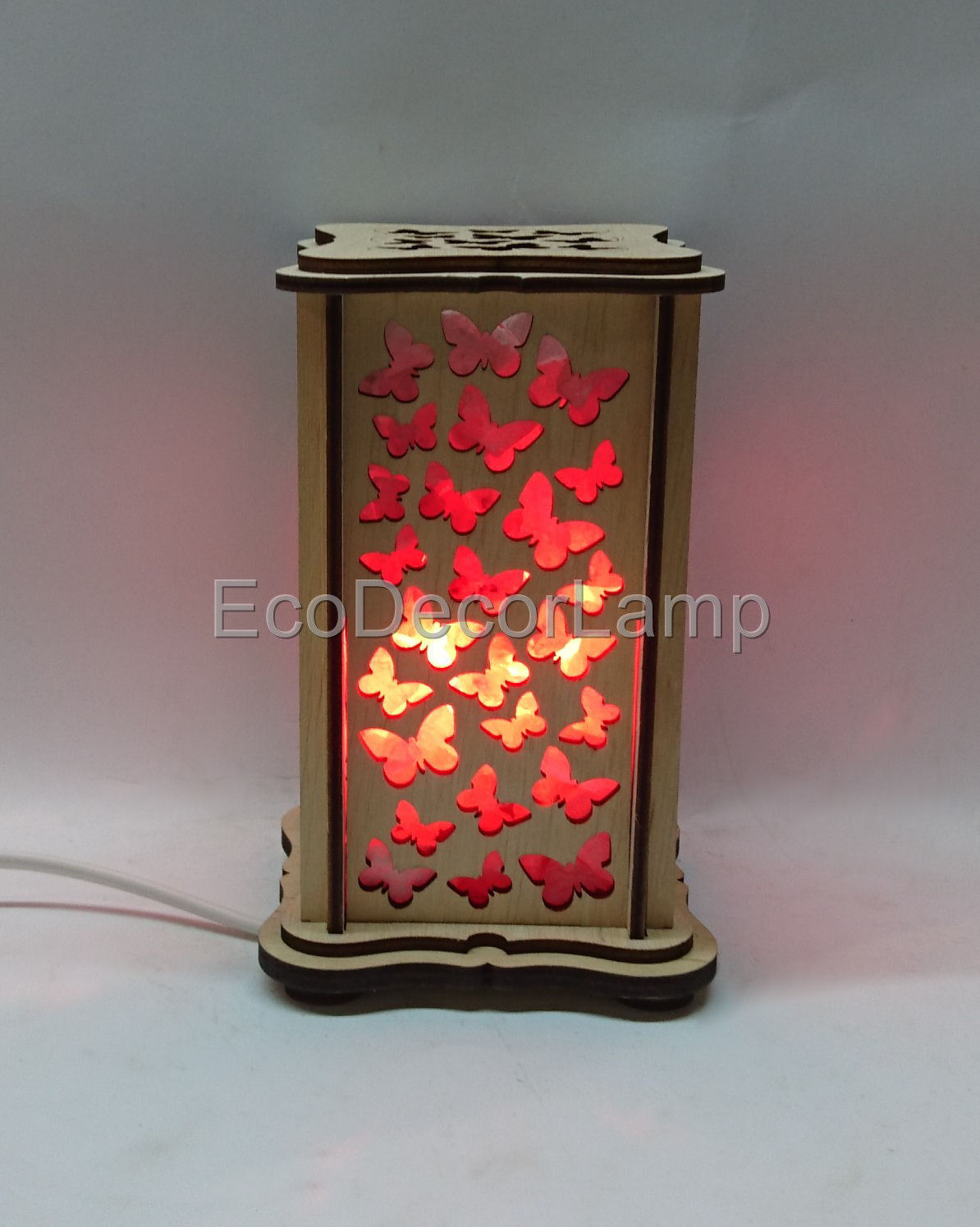 

Соляной светильник EcoDecorLamp прямоугольный маленький Бабочки красный