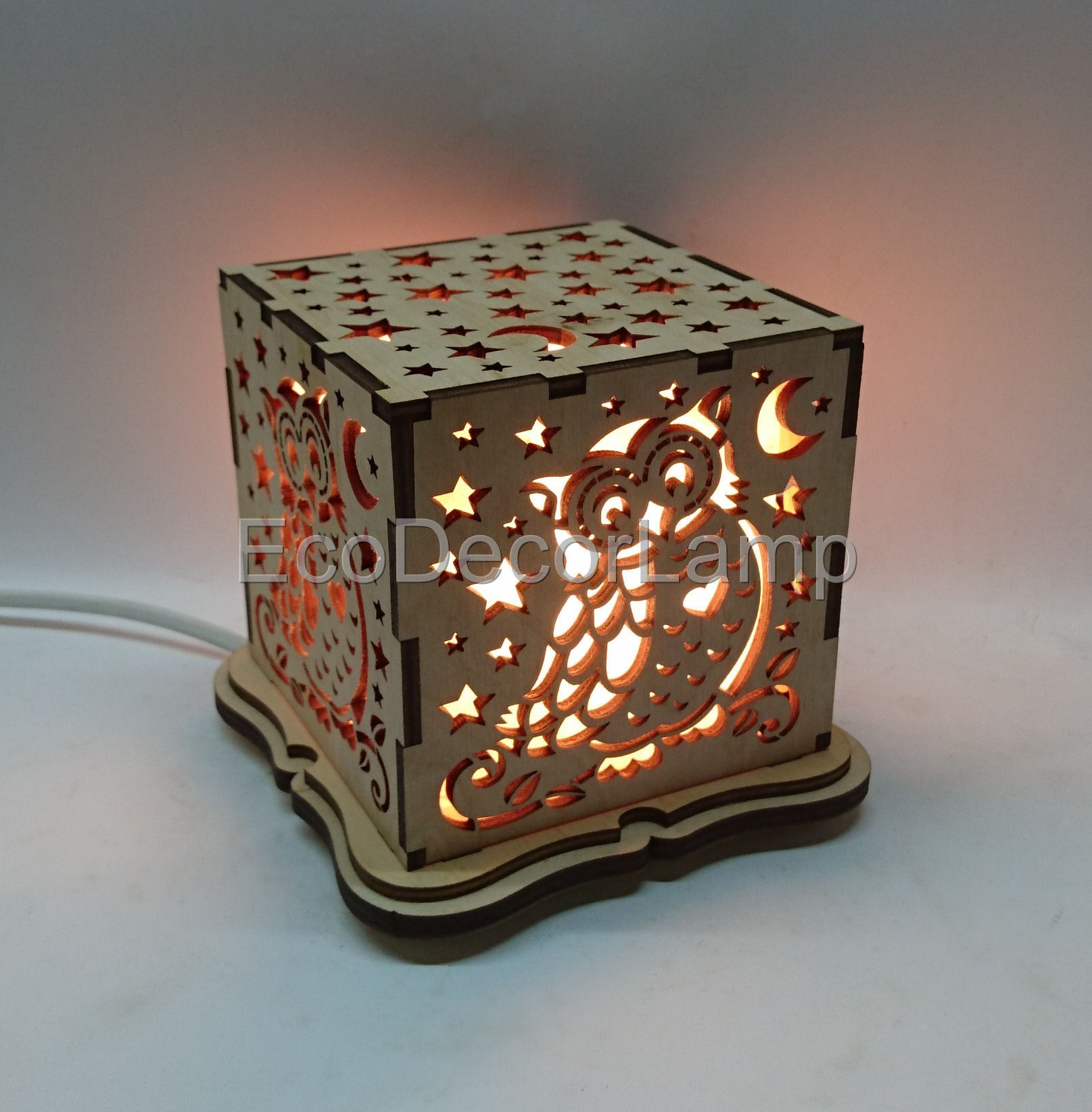 

Соляной светильник EcoDecorLamp Куб Сова жёлтый