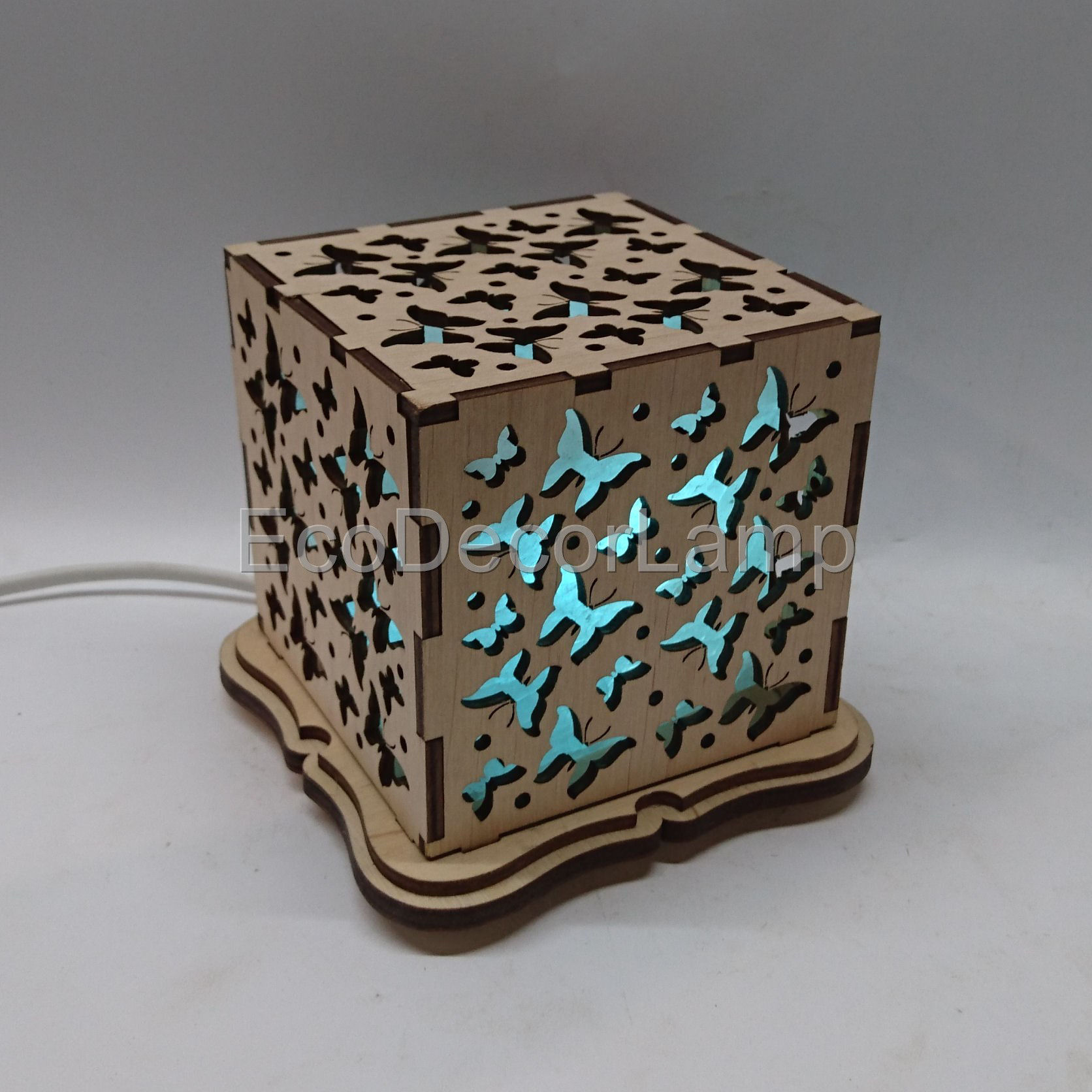 

Соляной светильник EcoDecorLamp Куб Бабочки синий