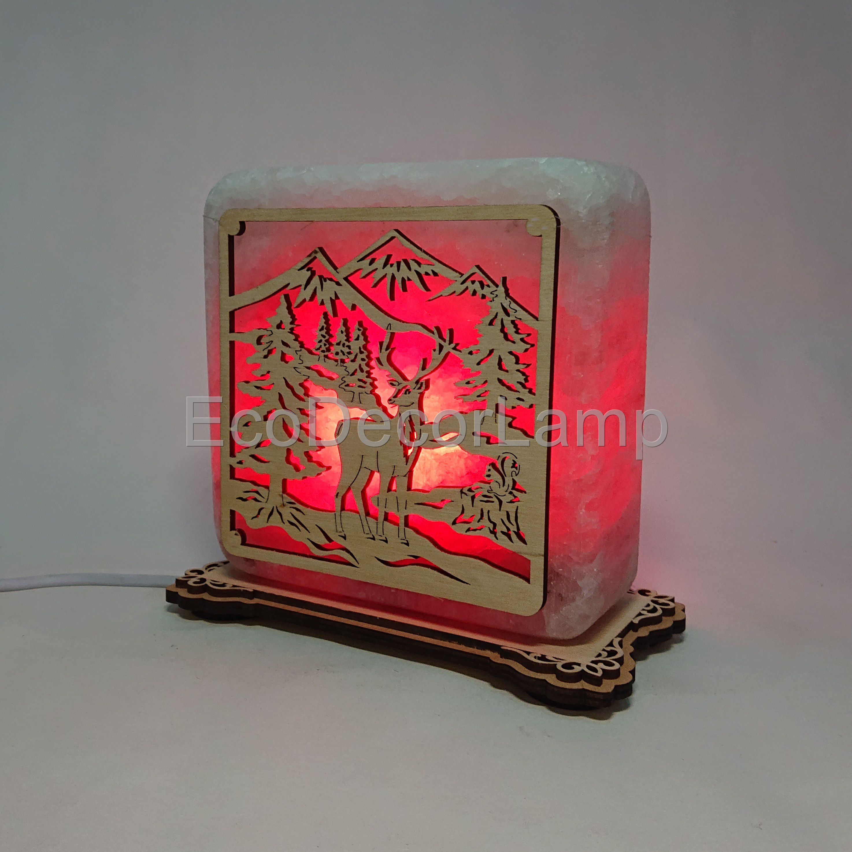 

Соляной светильник EcoDecorLamp квадратный Олень красный