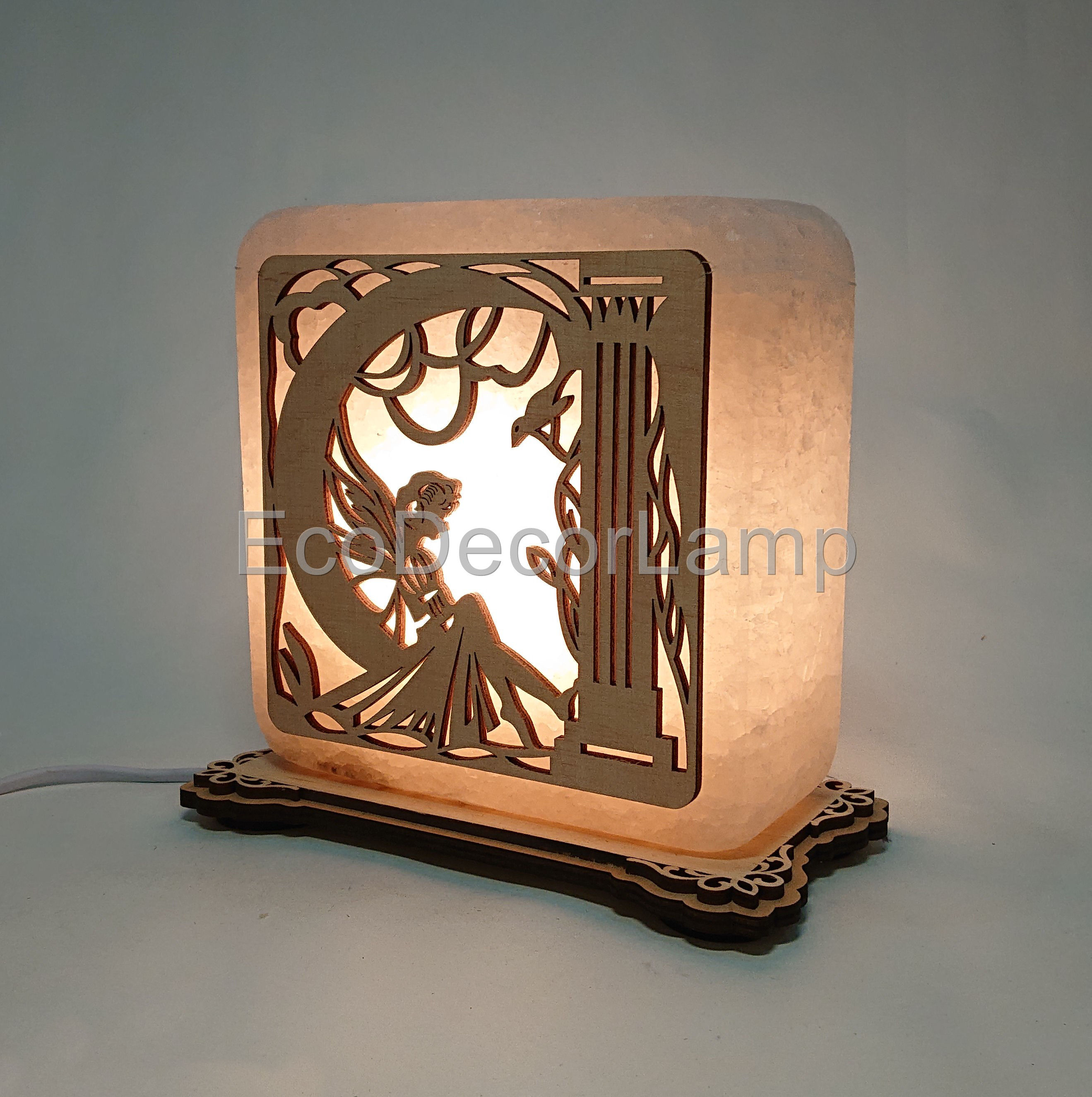 

Соляной светильник EcoDecorLamp квадратный Фея жёлтый