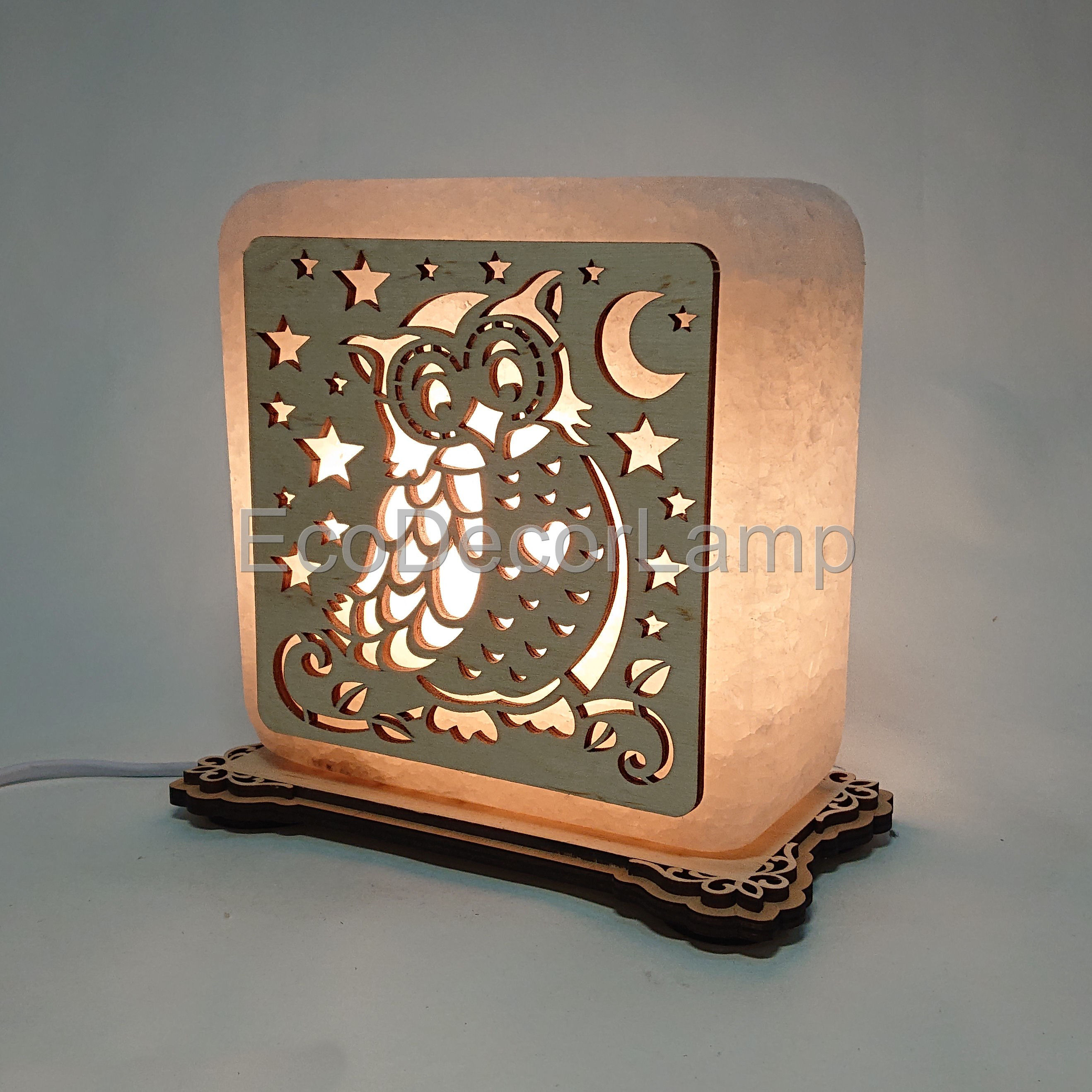 

Соляной светильник EcoDecorLamp квадратный Сова жёлтый