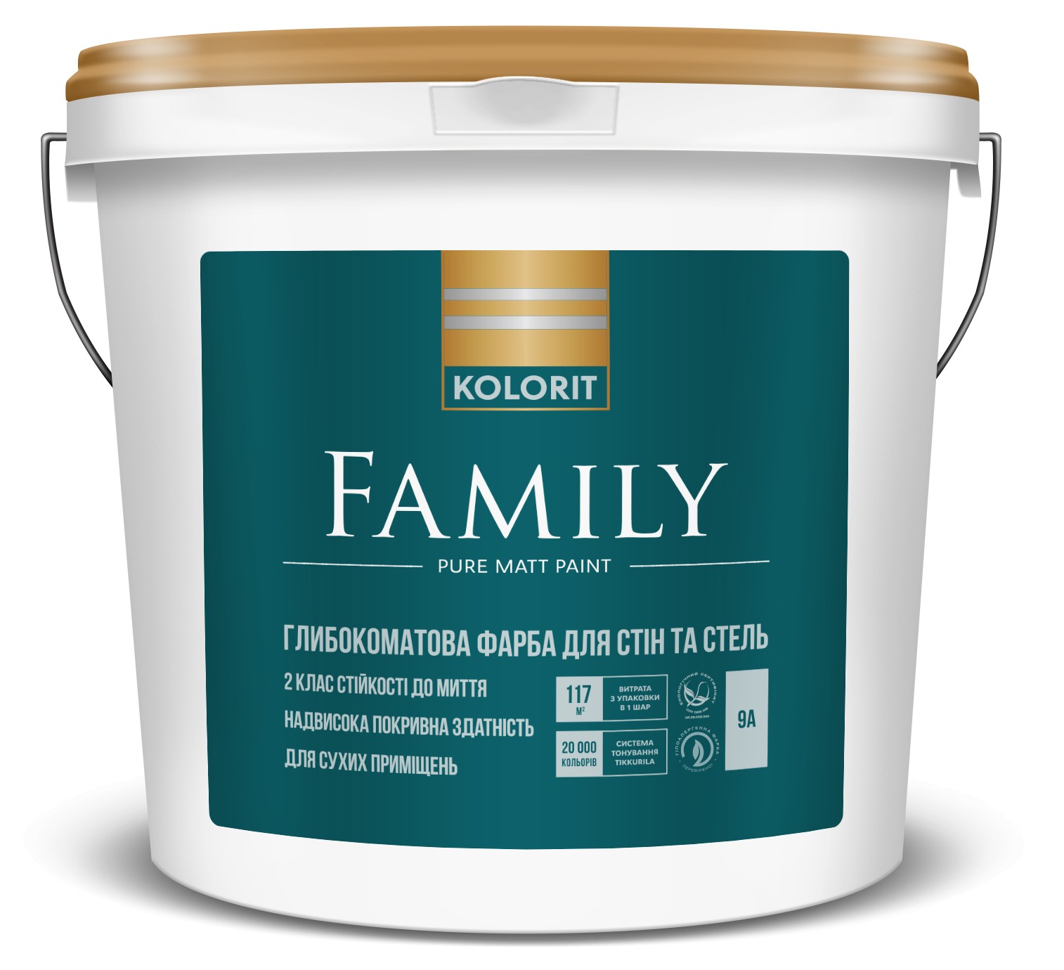 

Строительная интерьерная краска для стен и потолков Kolorit Family 2,7 л Белая