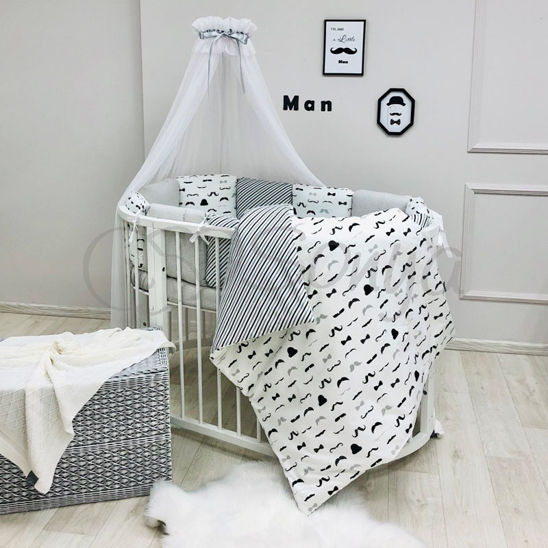 

Комплект постельного в овальную кроватку с балдахином (7 пр.) Baby Design Усы