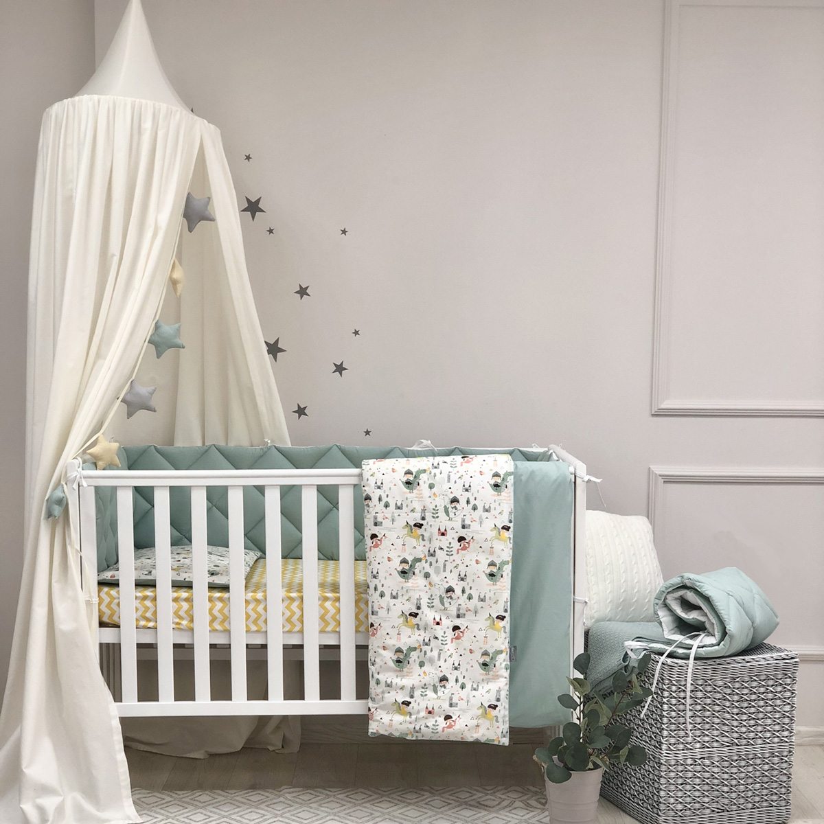 

Постельный комплект в детскую кроватку с балдахином (7 пр.) Baby Mix Рыцари