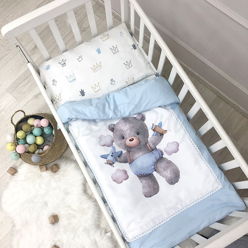 

Сменный комплект постельного в кроватку (3 пр.) Kids Toys Мишка голубой