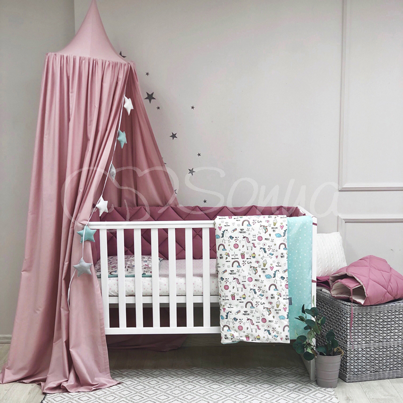 

Постельный комплект в детскую кроватку с балдахином (7 пр.) Baby Mix Единорог цветной