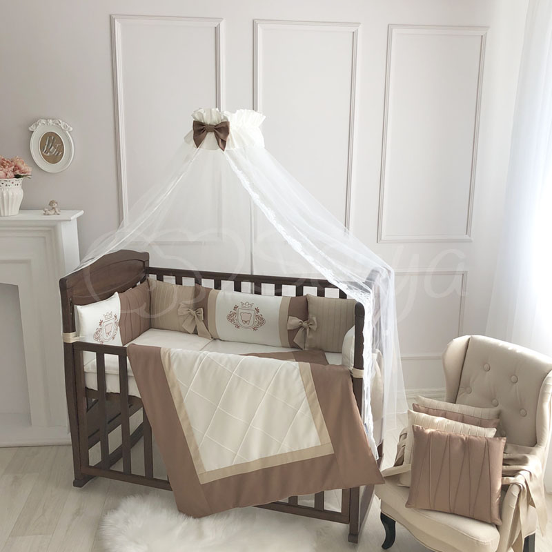 

Постельный комплект в детскую кроватку с балдахином (7 пр.) Royal шоколад