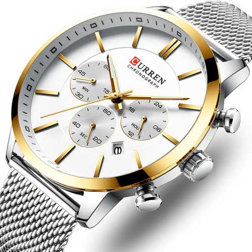

Мужские наручные часы Curren 8340 Silver-Gold