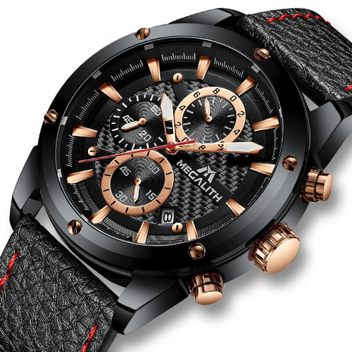 

Мужские наручные часы Megalith 8004M Black-Cuprum-Red