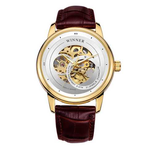 

Мужские наручные часы Winner 339 Gold-White-Brown