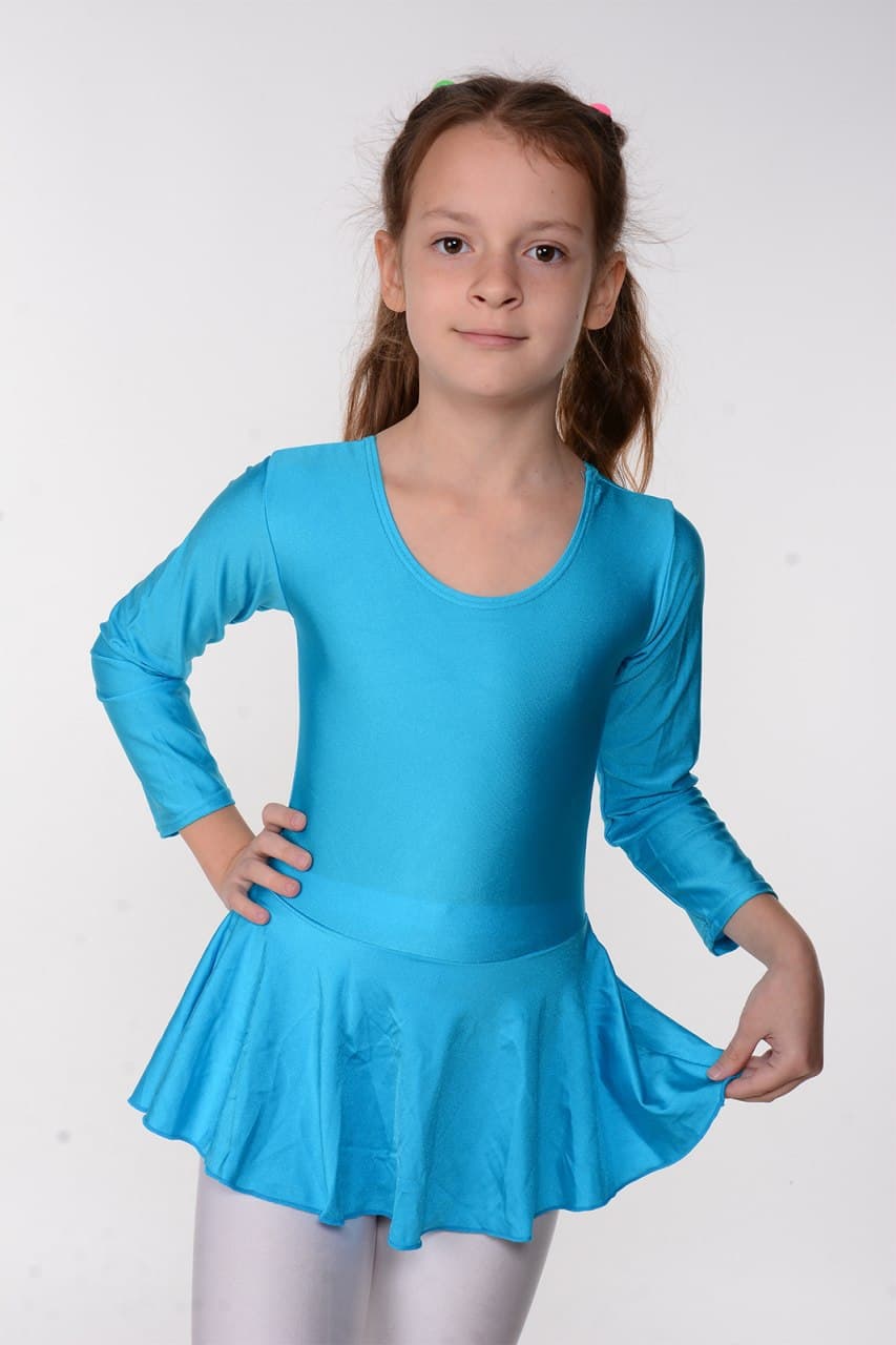 

Детский купальник с юбкой для танцев и гимнастики Lagracia рост 140-146см Голубой 102by