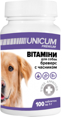 Витамины для собак Unicum Premium Бреверс с чесноком 100 таблеток (UN ...