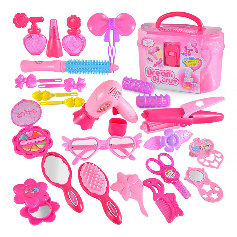 

Игровой набор для девочек Lesko 1212АВ "набор стилиста" Pink в чемодане