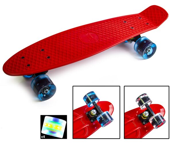

Детский скейт Пенни Борд Penny Board Zippy Светятся колеса Красный 54 см (ZL6)