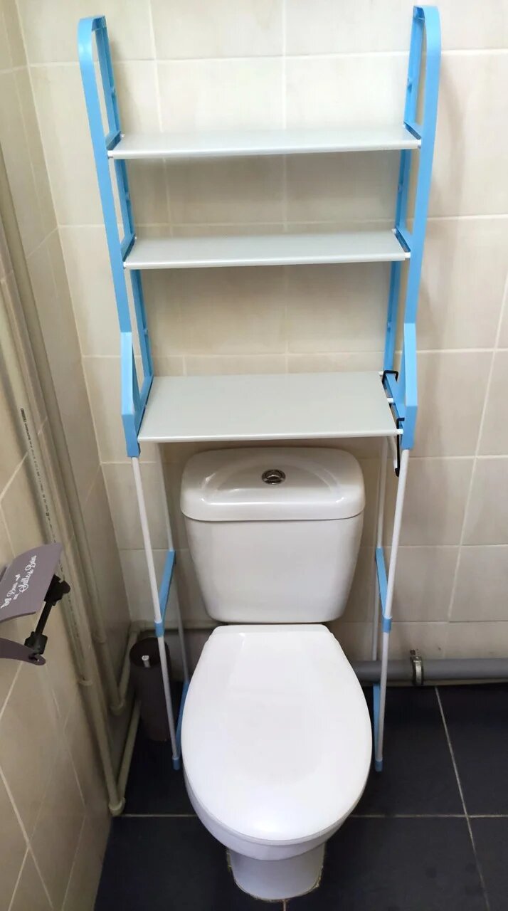 

Полка-стелаж этажерка напольная над унитазом WM-64 Бело-Синяя