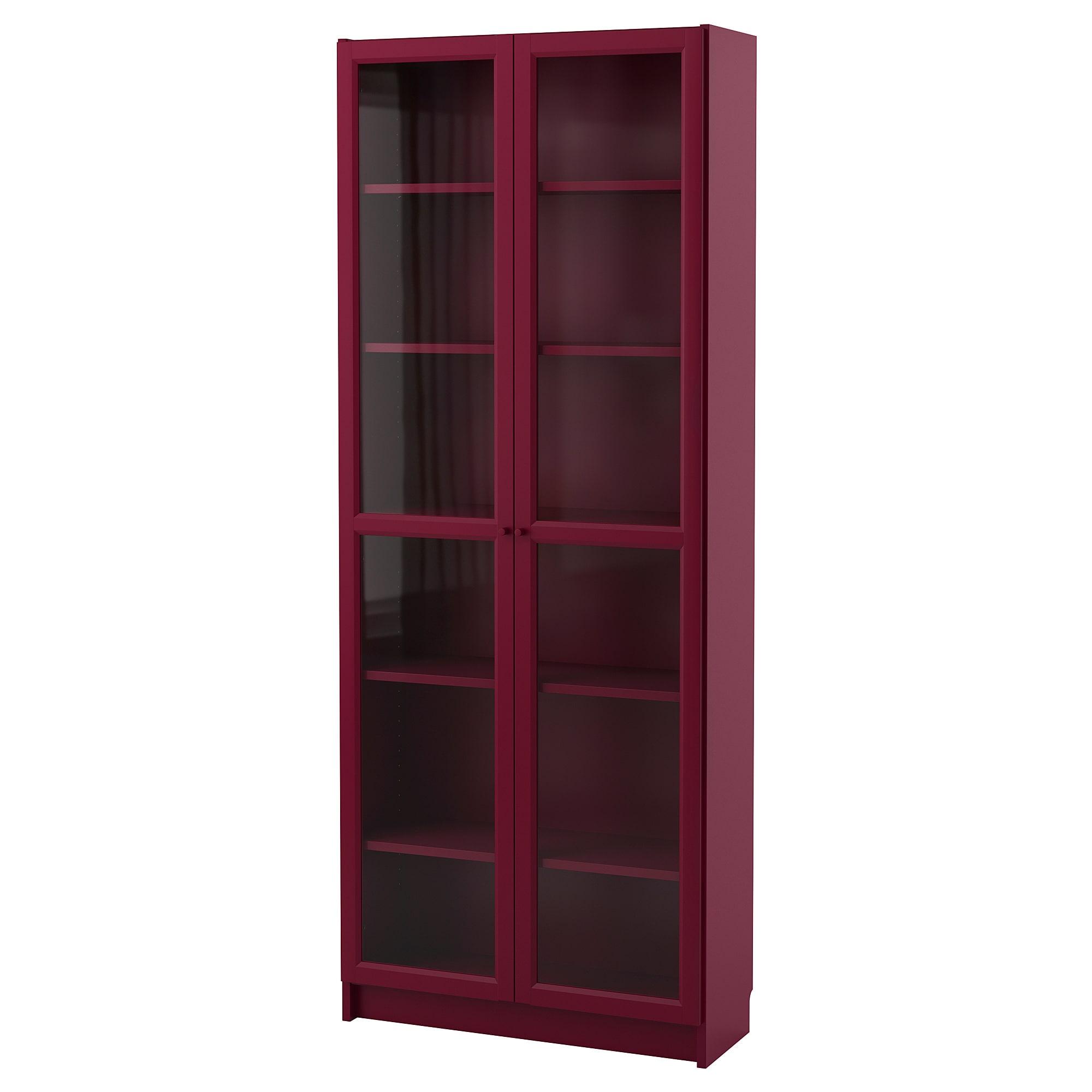 

Сервант-витрина IKEA BILLY 80x30x202 см темно-красный 803.856.16