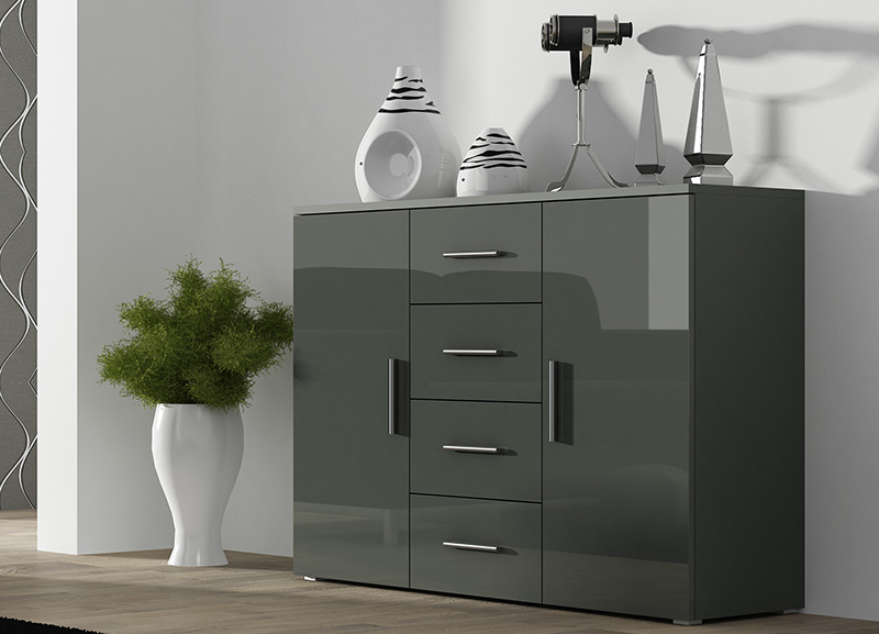 

Комод Soho-Uni S8 Cama Серый матовый + Серый глянец