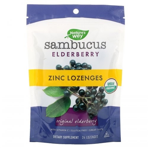 

Цинк и Бузина пастилки Sambucus elderberry Zinc Nature's Way 24 шт